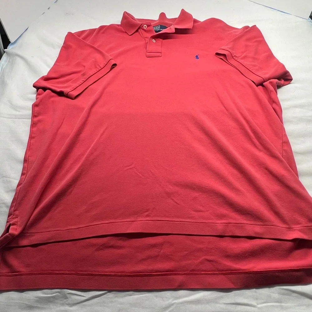 Polo Ralph Lauren Mens Coral Short Sleeve‎ Polo Shirt Embroidered Pony Logo XL